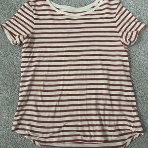 Women's Old Navy Orange Striped Short Sleeve T-Shirt